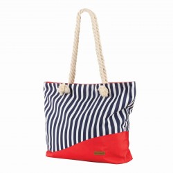 Velika plažna torba Svilanit Stripes, rdeče-modra