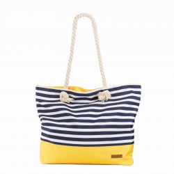 Velika plažna torba Svilanit Stripes, rumeno-modra