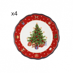4-delni set desertnih krožnikov Christmas tree iz porcelana - 21 cm