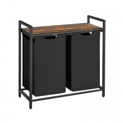Koš za perilo Songmics Ila Duo – 2 x 46 L, črn