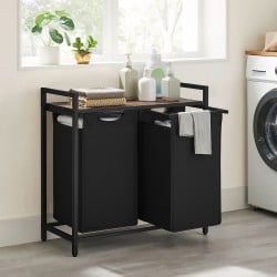 Koš za perilo Songmics Ila Duo – 2 x 46 L, črn