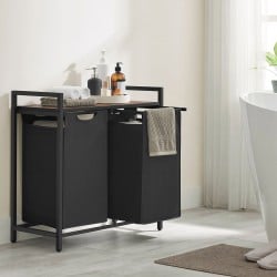 Koš za perilo Songmics Ila Duo – 2 x 46 L, črn