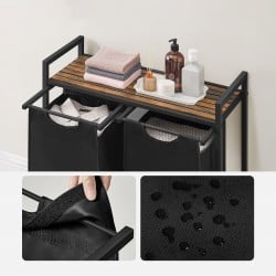 Koš za perilo Songmics Ila Duo – 2 x 46 L, črn