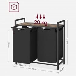 Koš za perilo Songmics Ila Duo – 2 x 46 L, črn