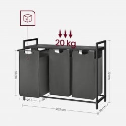 Koš za perilo Songmics Ila Trio – 3 x 38 L, siv