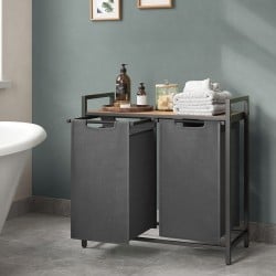 Koš za perilo Songmics Ila Duo – 2 x 46 L, siv