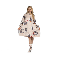 Hoodie odeja Svilanit Penguin Love + Darilo: nogavice