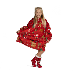 Otroška hoodie odeja Svilanit Xmass Red + Darilo: Nogavice