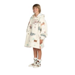 Otroška hoodie odeja Svilanit Safari neon + Darilo: Nogavice