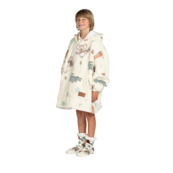 Otroška hoodie odeja Svilanit Safari neon + Darilo: Nogavice