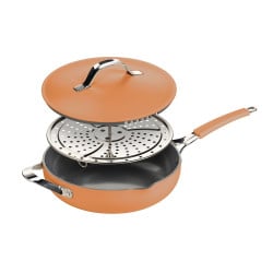 Ponev za kuhanje na pari, sotiranje in cvrtje Rosmarino Chef’s Choice All-in-One, 28 cm – terracotta