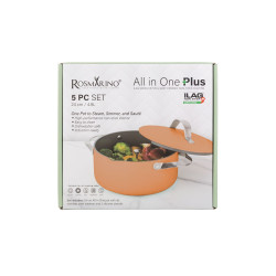 Kozica za kuhanje na pari, sotiranje in cvrtje Rosmarino Chef’s Choice All-in-One, 24 cm – terracotta