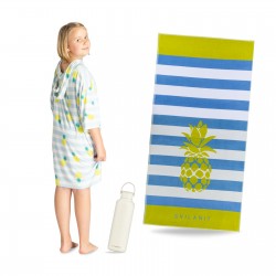 3-delni set Hoodie za otroke Pineapple, plažna brisača Svilanit Seahorse in termo steklenica Rosmarino
