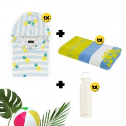 3-delni set Hoodie za odrasle Pineapple, plažna brisača Svilanit Pineapple in termo steklenica Rosmarino