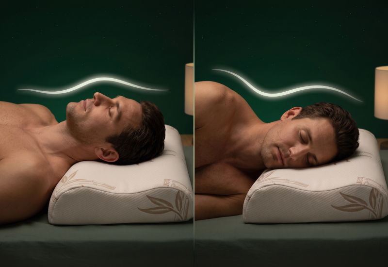 Ergonomska valovita oblika za spanje na boku in hrbtu