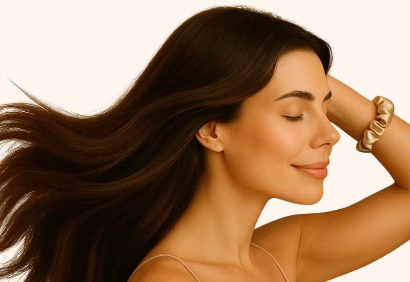 Sijoči, gladki lasje brez krepavosti.