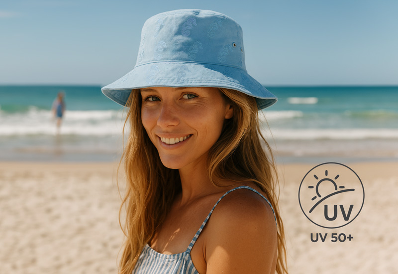 Popolna zaščita UV 50+ za brezskrben dan na soncu.