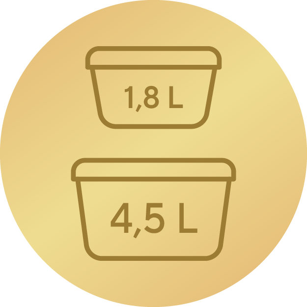 2 stekleni posodi (4,5 L in 1,8 L)