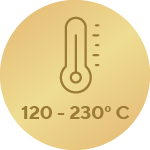 Temperaturni razpon 120–230 °C